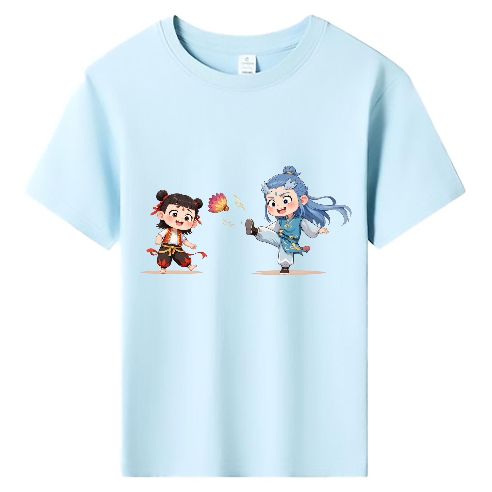 （画像用） Ne Zha 2 ナタ 魔童の大暴れ 綿100％キッズTシャツ（フロントプリント）